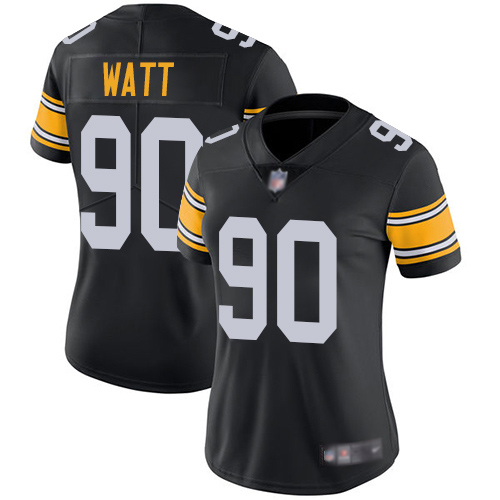 Women Pittsburgh Steelers Football #90 Limited Black T J Watt Alternate Vapor Untouchable Nike NFL Jersey